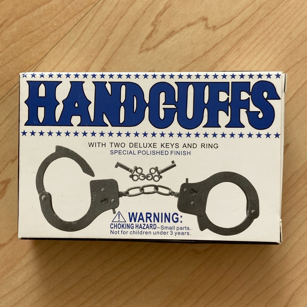 Handcuffs Gag Gift Black Metal Toy